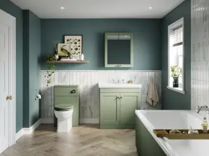 Traditional Soft Close, Top Fix Wooden Toilet Seat (Suitable for Kinston Balterley Toilets) - Satin Green