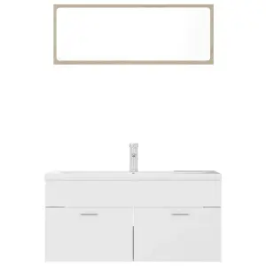 Berkfield Bathroom Furniture Set White and Sonoma Oak Engineered Wood