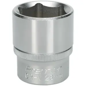 28mm Chrome Vanadium Steel Drive Socket - Durable 1/2 Inch Wrench Socket