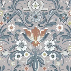 Galerie Sommarang 2 Beige/Blue Ostanskar Floral Wallpaper Roll