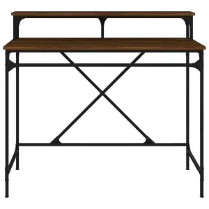 Berkfield Desk Brown Oak 100x50x90 cm Engineered Wood and Iron