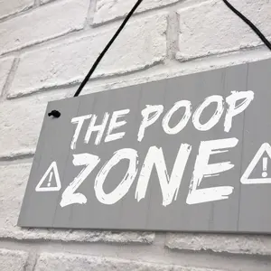 FUNNY Toilet Sign Warning POOP ZONE Bathroom Loo Plaque Shabby Chic Sign