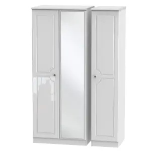 Windsor Triple Mirror Wardrobe in White Gloss (Ready Assembled)