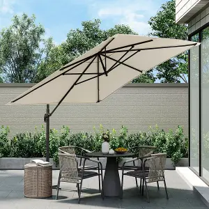 3M Beige Canopy Tilt Garden Roman Umbrella with Cross Base