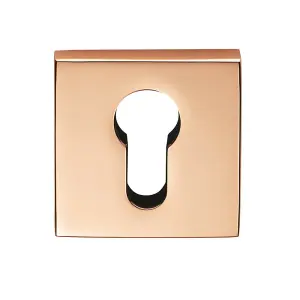 Square Euro Profile Escutcheon Concealed Fix 52 x 52mm Polished Copper