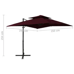 Berkfield Cantilever Umbrella with Double Top 250x250 cm Bordeaux Red