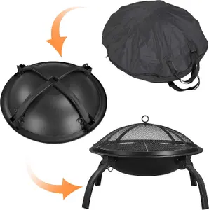 Fire Pit Portable Folding Fire Pits with Cooking & Grill, Iron Fire Pits for Garden Portable Fire Bowl for Camping BonfireBBQHea