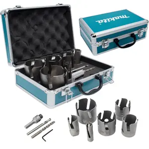 Makita D-51297 9 Piece TCT Holesaw Set 22 - 76mm Quick Release Pilot Metal Case