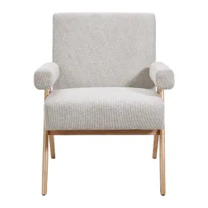 60 x 67 x 83.5cm Beige Linen Upholsteried Armchair with Wooden Legs for Living Room Bedroom