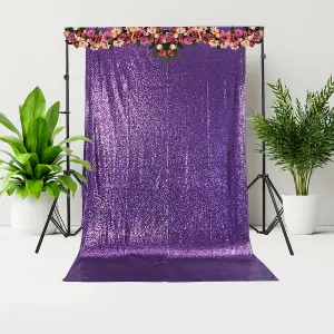 4ft x 7ft Sequin Backdrop Photography Background Shiny Fabric Glitter Curtain Backdrop, Purple