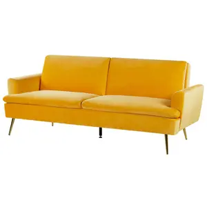 Beliani Modern Sofa Bed VETTRE Yellow Velvet