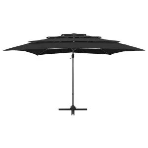 Berkfield 4-Tier Parasol with Aluminium Pole Black 250x250 cm