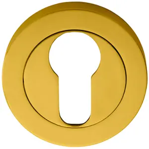 50mm Euro Profile Escutcheon Concealed Fix Polished Brass Keyhole Cover