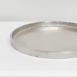 Melody Maison Medium Round Silver Metal Tray - 25.5cm