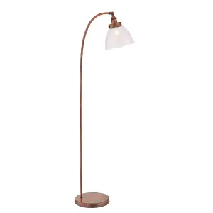 Luminosa Hansen 1 Light Floor Lamp Aged Copper, Glass, E27