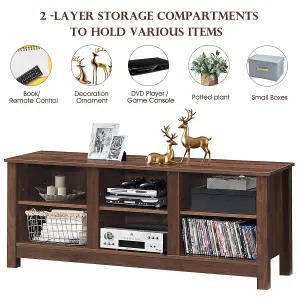 Costway TV Stand for TVs up to 55" Wooden 6 Storage Compartments TV Cabinet Table