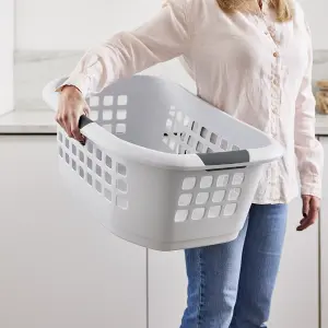 Ezy Storage Encore Matt White Plastic Large Laundry basket, 51L