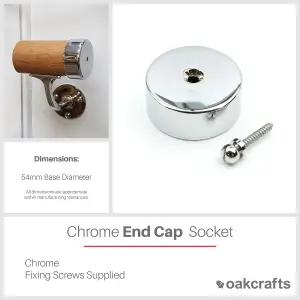 Oakcrafts - Chrome End Cap Socket for Handrails 54mm - Single Unit