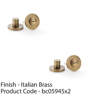 2 PACK - Modern Hammered Thumbturn & Release Lock - Italian Brass - Bathroom Door WC