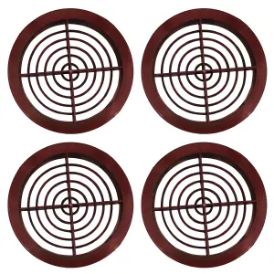 Pack of 4 Brown Plastic 68mm Round Soffit Air Vents Push in Roof and Eave Circular Mesh Air Vents