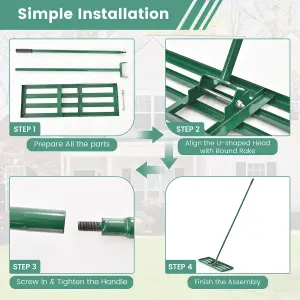 Costway 75 cm Lawn Leveling Rake Heavy Duty Metal Lawn Flat Rake w/ Handle