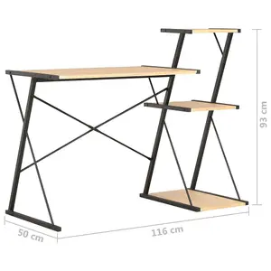 Berkfield Desk with Shelf Black and Oak 116x50x93 cm