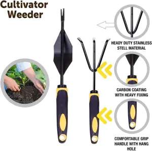 Garden Premium Tool Set 5 Pcs Stainless Steel with Non-slip Rubber Grip Outdoor Gardening For Gardener Gifts Hand Tools Kit