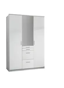 DIVER  3 door White  wardrobe with drawers