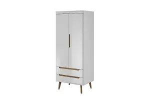 Elegant Nordi Hinged Wardrobe H1970mm W800mm D560mm in White Gloss and Oak Riviera - Stylish Storage Solution