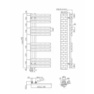 Right Radiators Prefilled Thermostatic Electric Heated Towel Rail D-shape Rads Ladder Warmer - 1200x450mm Sand Grey