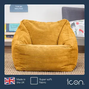 icon Kids Morgan Corduroy Armchair Bean Bag Ochre Yellow Childrens Bean Bags