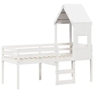 Berkfield High Sleeper Bed without Mattress White 90x190 cm Single Solid Wood Pine