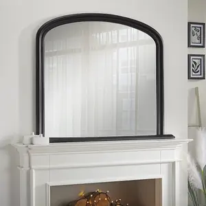 Overmantle Mirror Osborne Arched Shape with Black Frame- H 94cm x W 119cm x D 4cm for Hanging Above the Fireplace