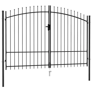 Berkfield Fence Gate Double Door with Spike Top Steel 3x2 m Black