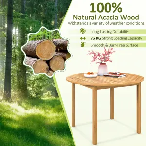 Costway Round Outdoor Dining Table Acacia Wood 4-Person Large Dining Table