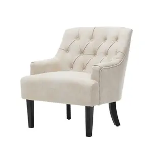 Faux Leather Suede Cream Lydia Accent Chair