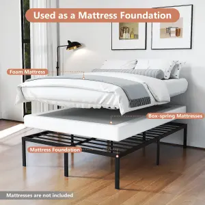 COSTWAY King/Double Size Metal Platform Bed Frame Noise-free Mattress Foundation