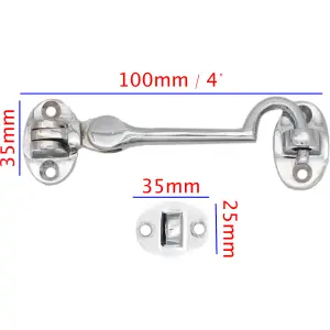 Polished Chrome Cabin Hook And Eye 100mm