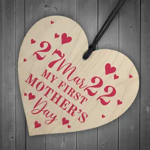 My 1st Mothers Day Gift Wooden Heart Gift For New Mum Mummy From Daughter Son Keepsake