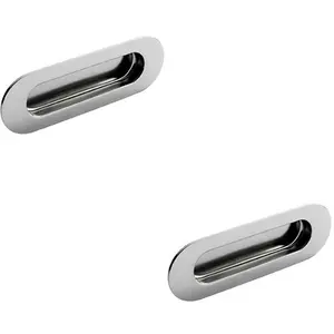 2x Low Profile Recessed Flush Pull 120 x 41mm 13mm Depth Bright Stainless Steel