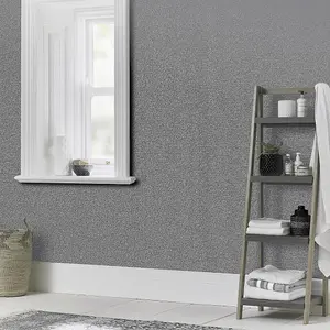 Calico Plain Wallpaper Hessian Style Gunmetal Charcoal Grey Textured Vinyl Embossed