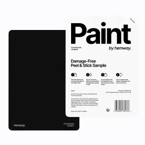 Hemway Chalk Paint Matt A5 Sample, Jet Black, Peel & Stick Swatch For Interior Walls Wood