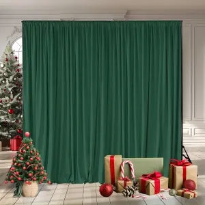 Green Velvet Backdrop Curtain Wrinkle-Free Polyester Fabric Background with Drapes, 3x3 Metres