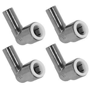 SPARES2GO Radiator Valve Reducing Elbow Stem Compression Chrome 15mm x 15mm Pushfit x 4