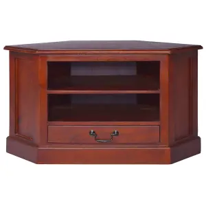 Berkfield Corner TV Cabinet Classical Brown Solid Mahogany Wood