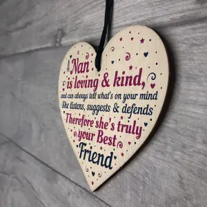 Red Ocean Gifts For Nan Birthday Christmas Wooden Heart Best Friend Gifts For Grandparent Plaque Keepsake