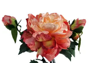 60cm Peony Artificial Flower Pink - 1 Flower 3 Buds