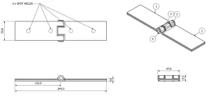 Long Weld-on Butt Hinge Heavy Duty with Bushes 240x50mm Industrial Quality