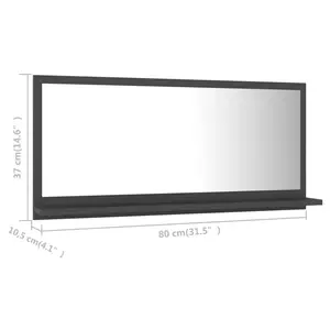 Dorlene Framed Wall Mounted Bathroom Mirror Grey / 80 cm