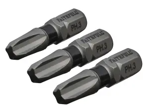 Faithfull  Phillips Impact Screwdriver Bits PH3 x 25mm (Pack 3) FAISBPH325IM